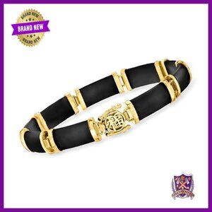 18kt Gold Over Sterling Agate Bracelet 7.5in Box Clasp